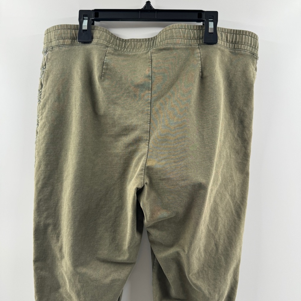 🧸 J. Jill Olive Green Drawstring Pants Embroidered Side Detail Size Small - Picture 7 of 8